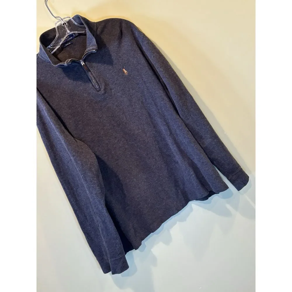 Polo Ralph Lauren Blue‎ Pullover Mens XL 1/4 Zip Flesh Color Pony Estate Rib
